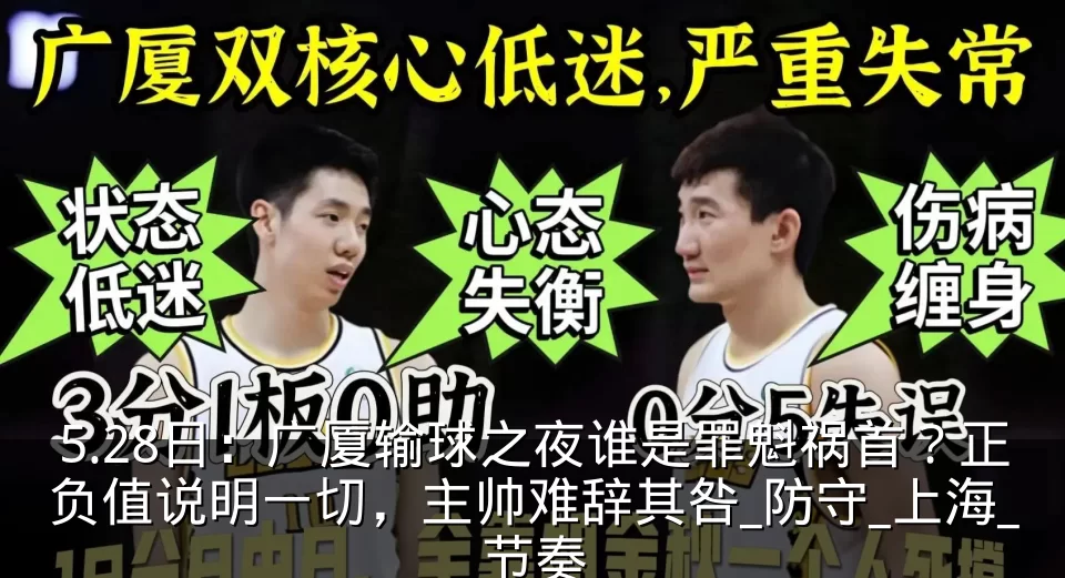 5.28日：广厦输球之夜谁是罪魁祸首？正负值说明一切，主帅难辞其咎_防守_上海_节奏